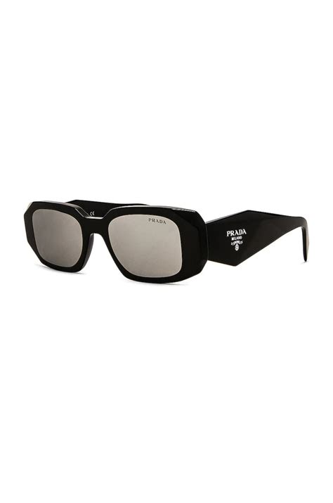 rectangle in black & mirror silver prada|picture of a black rectangle.